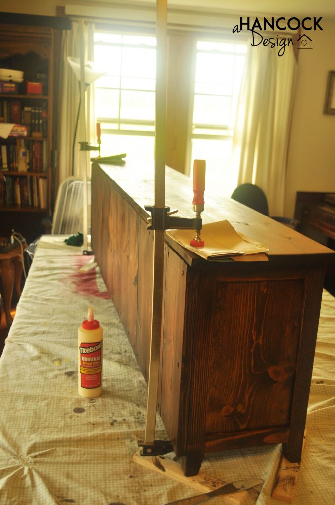 DIY custom footboard clamp top down glued