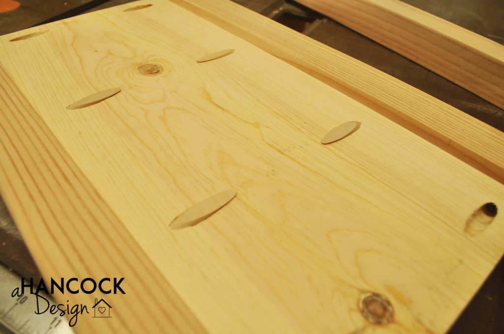 Pocket hole plugs on sides of footboard