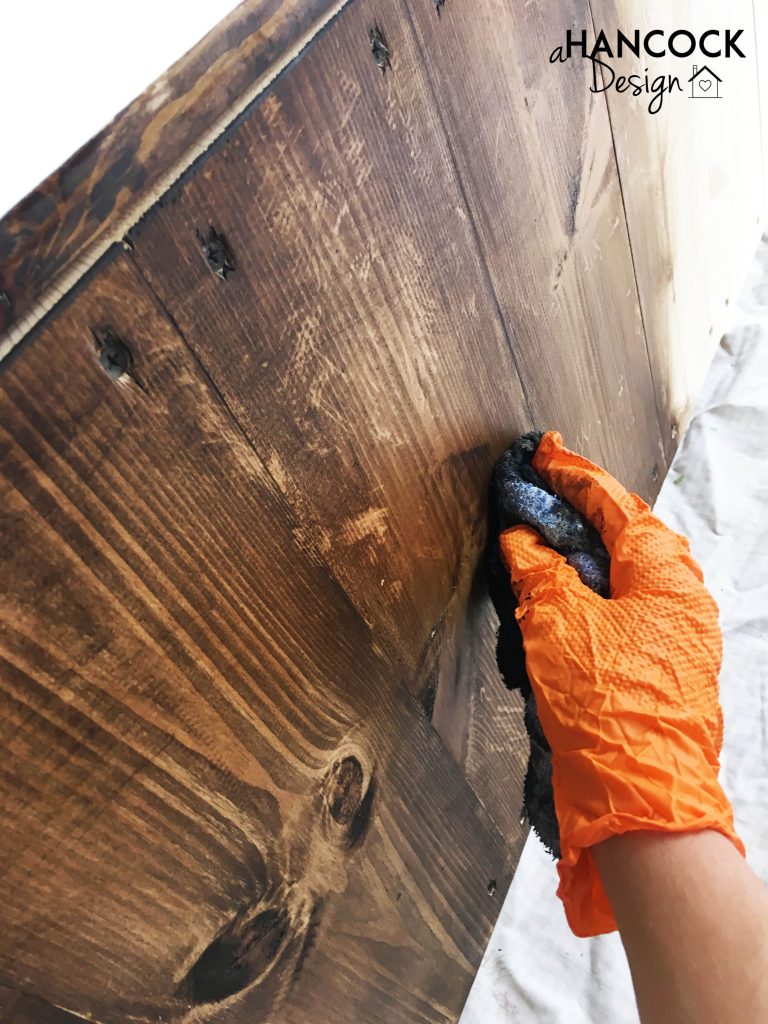 Spreading stain with rag