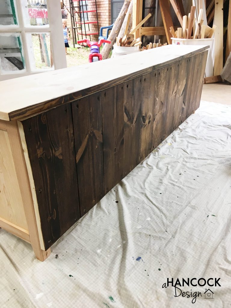 First coat of stain on footboard project